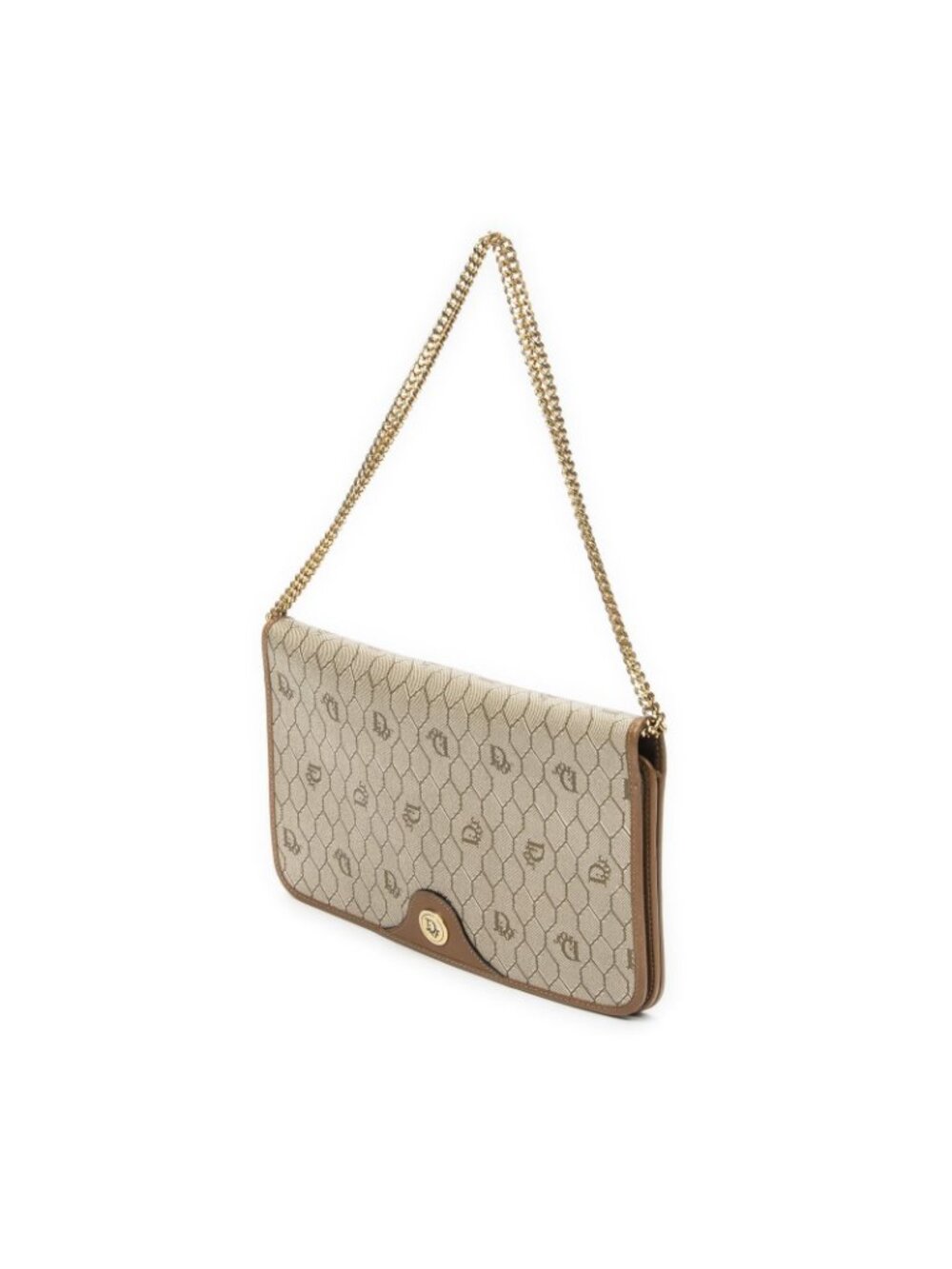 ★SOLD★ Dior Vintage Flap Clutch Beige Tan Honeycomb Canvas - Picture 2 of 10